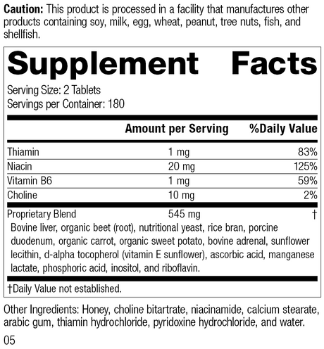 Cataplex® B-GF, 360 Tablets, Rev 04 Supplement Facts