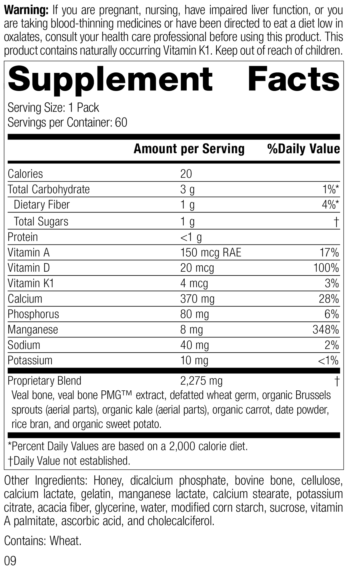 Bone Health Pack, Rev 08 Supplement Facts