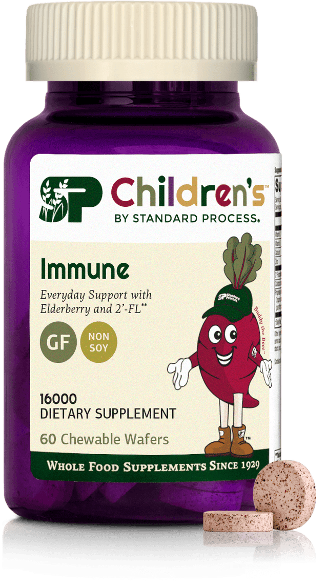 An image of a bottle of SP Children's Immune, a supplement for kids supporting the immune system.