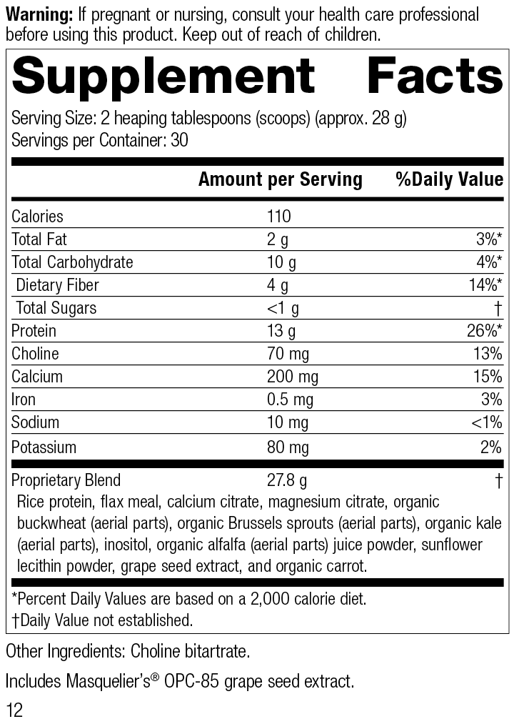 SP Complete® Dairy Free, Rev 11 Supplement Facts