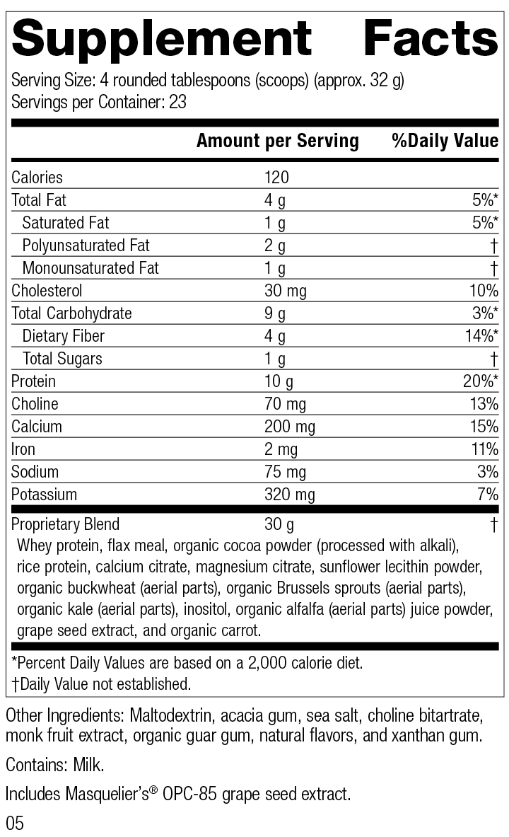 SP Complete® Chocolate, 26 Ounces, Rev 05 Supplement Facts