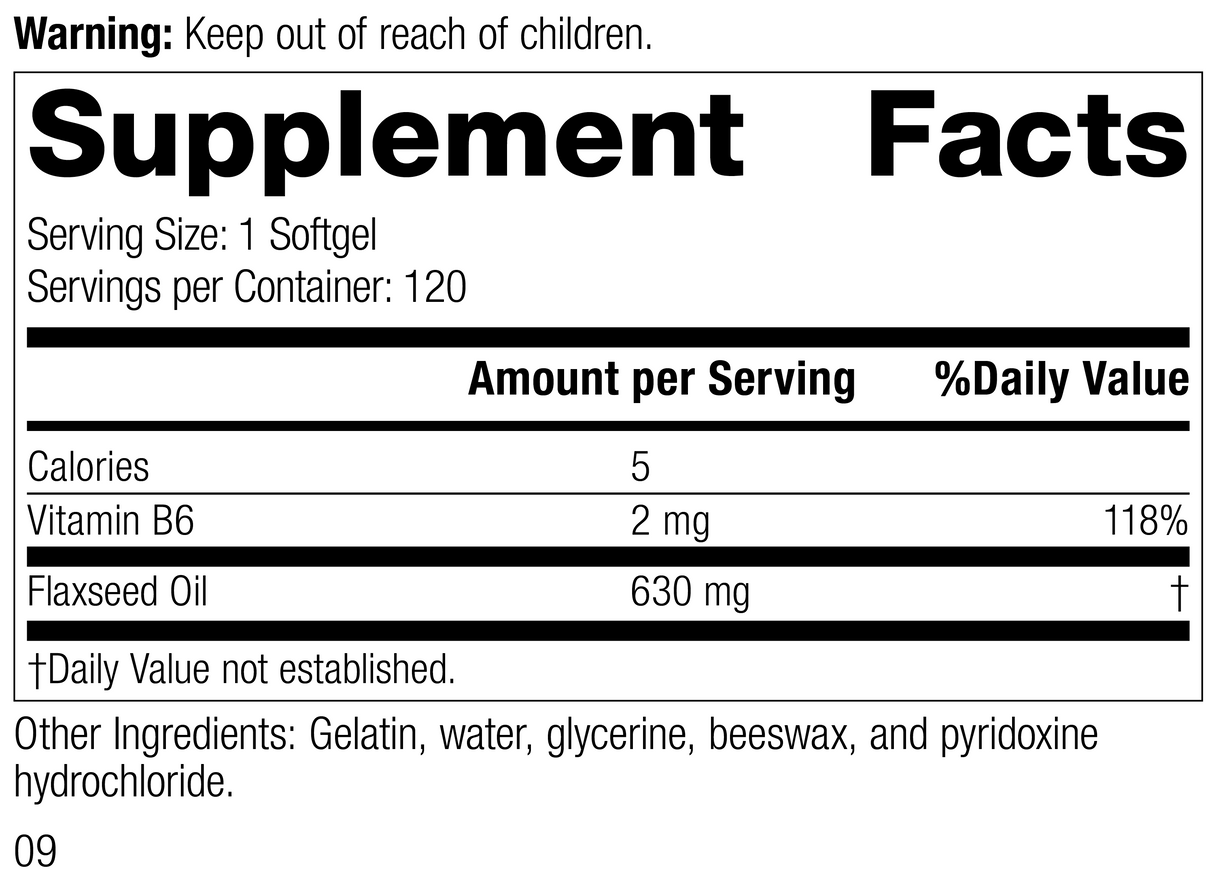 Flax Oil with B6, formerly known as Linum B6 5340-8.0 Supplement Facts