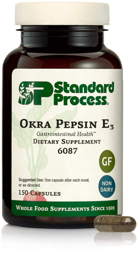 Okra Pepsin E3, 150 Capsules