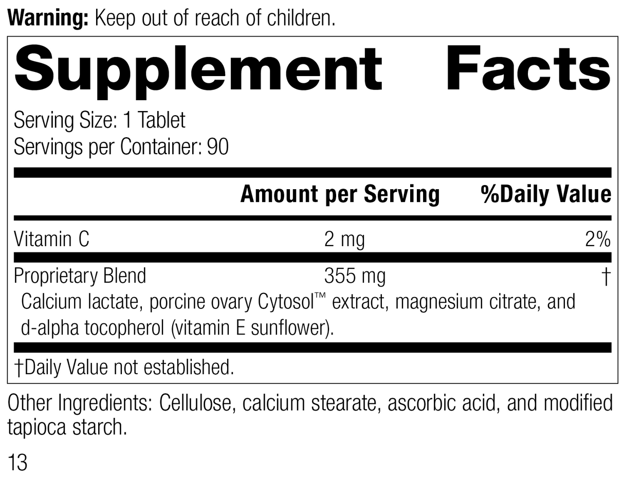 Ovex® P, 90 Tablets, Rev 12 Supplement Facts