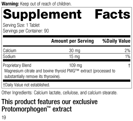 8025 Thytrophon PMG R18 Supplement Facts