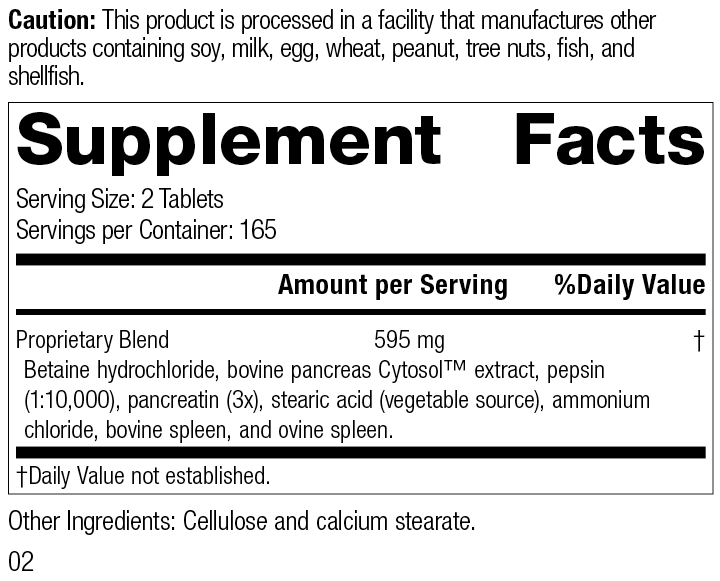 Zypan®, 330 Tablets, Rev 01 Supplement Facts