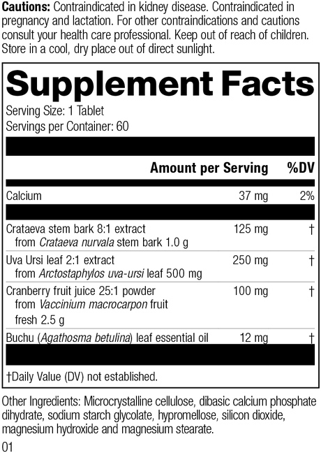 Supplement Facts for Cranberry Complex M1230, Revision 01.