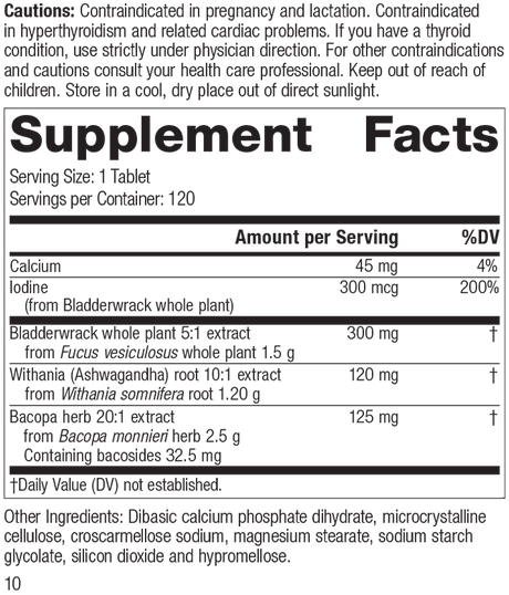 Thyroid Complex, 120 Tablets, Rev 10 Supplement Facts