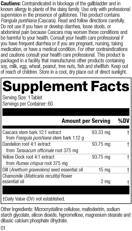 Colax, 60 Tablets Rev 01 Supplement Facts