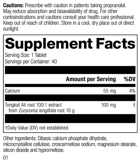 Tongkat Ali, 40 Tablets, Rev 01 Supplement Facts