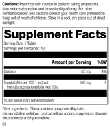 Tongkat Ali, 40 Tablets, Rev 01 Supplement Facts