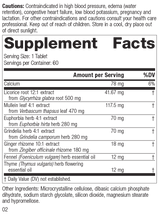 supplement fact label